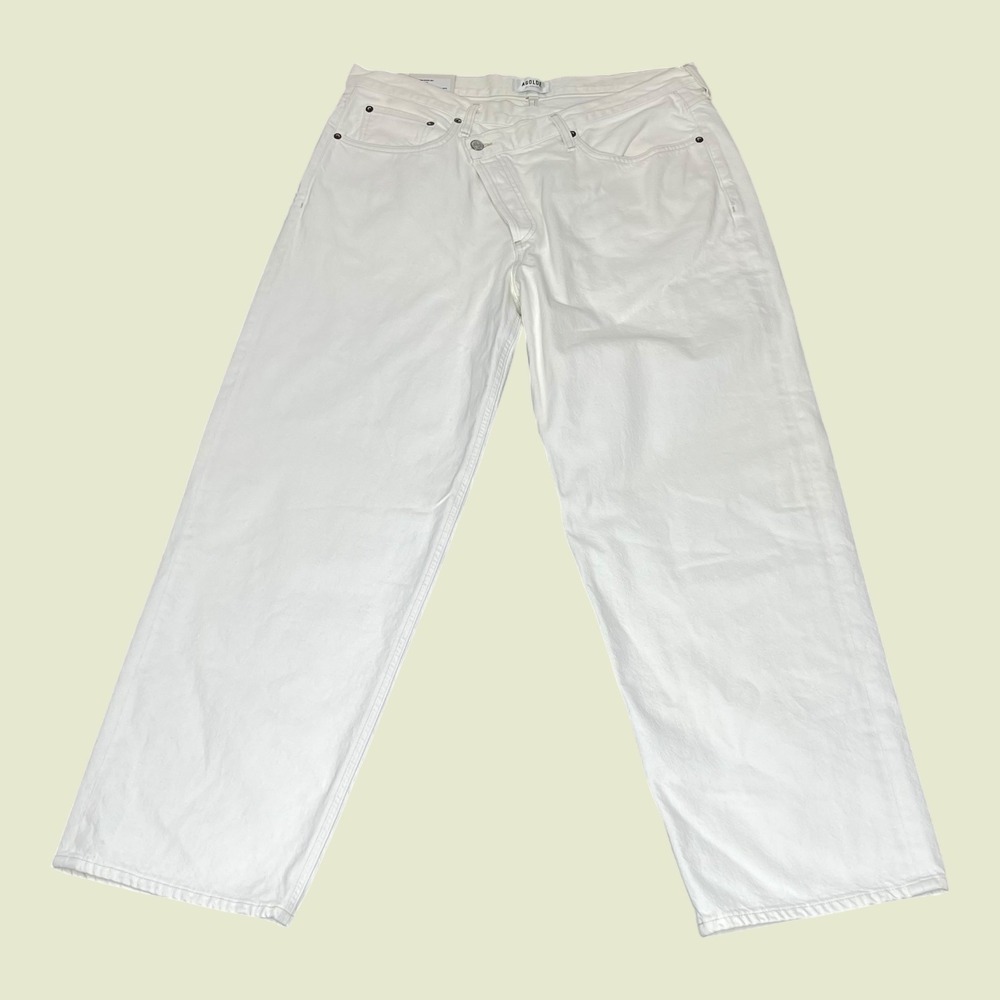 NEW AGOLDE Criss Cross Upsized Jean Paste White Wide Leg A097-1183 Size W34xL30